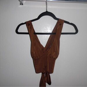 Urban Outfitters Brown Wrap Crop Top